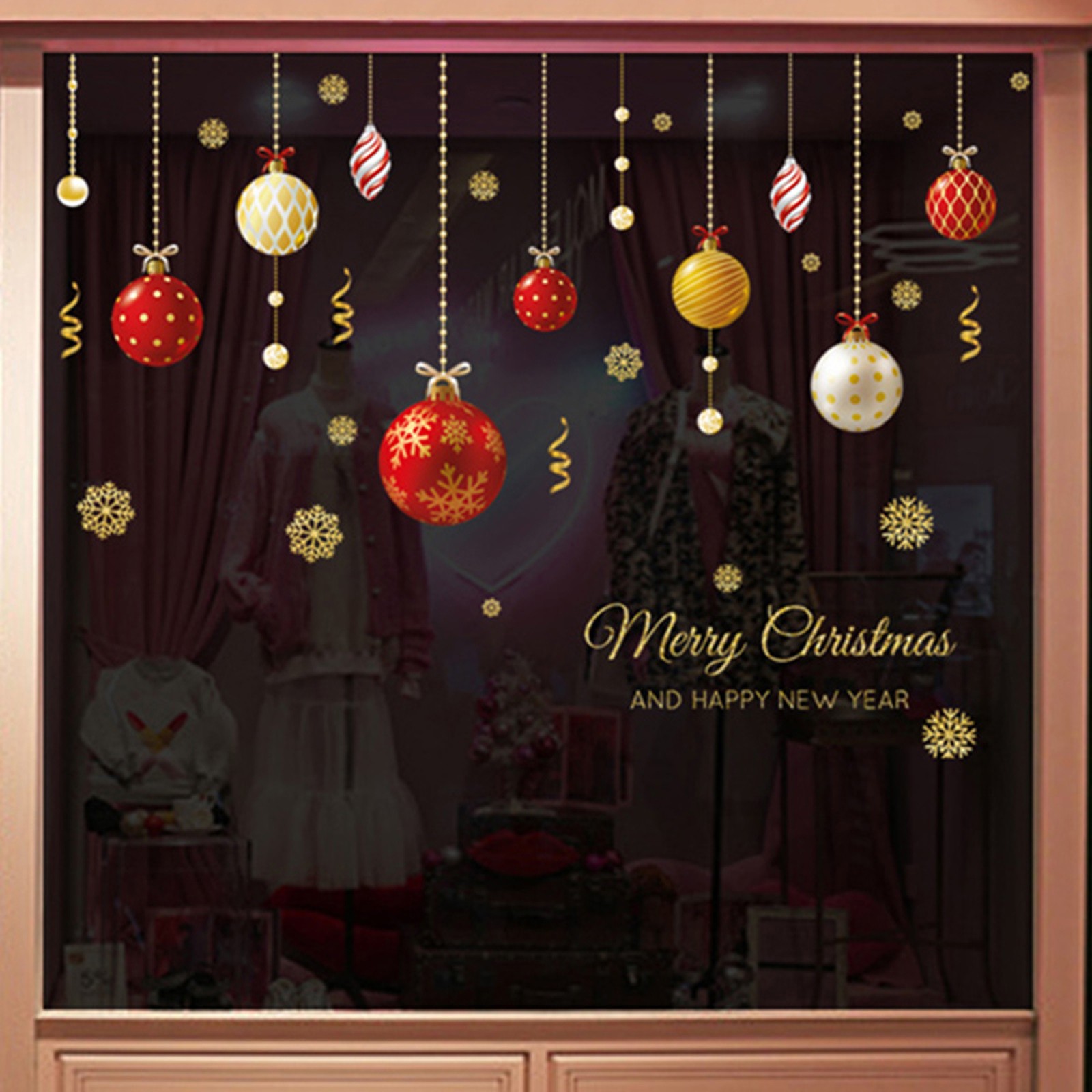 Christmas Bell Wall Stickers Removable Large Christmas Ornament Wall Decals Peel and Stick Merry Christmas Wall Decals Xmas Holiday Wall Stickers Christmas Party Supplies Decorations